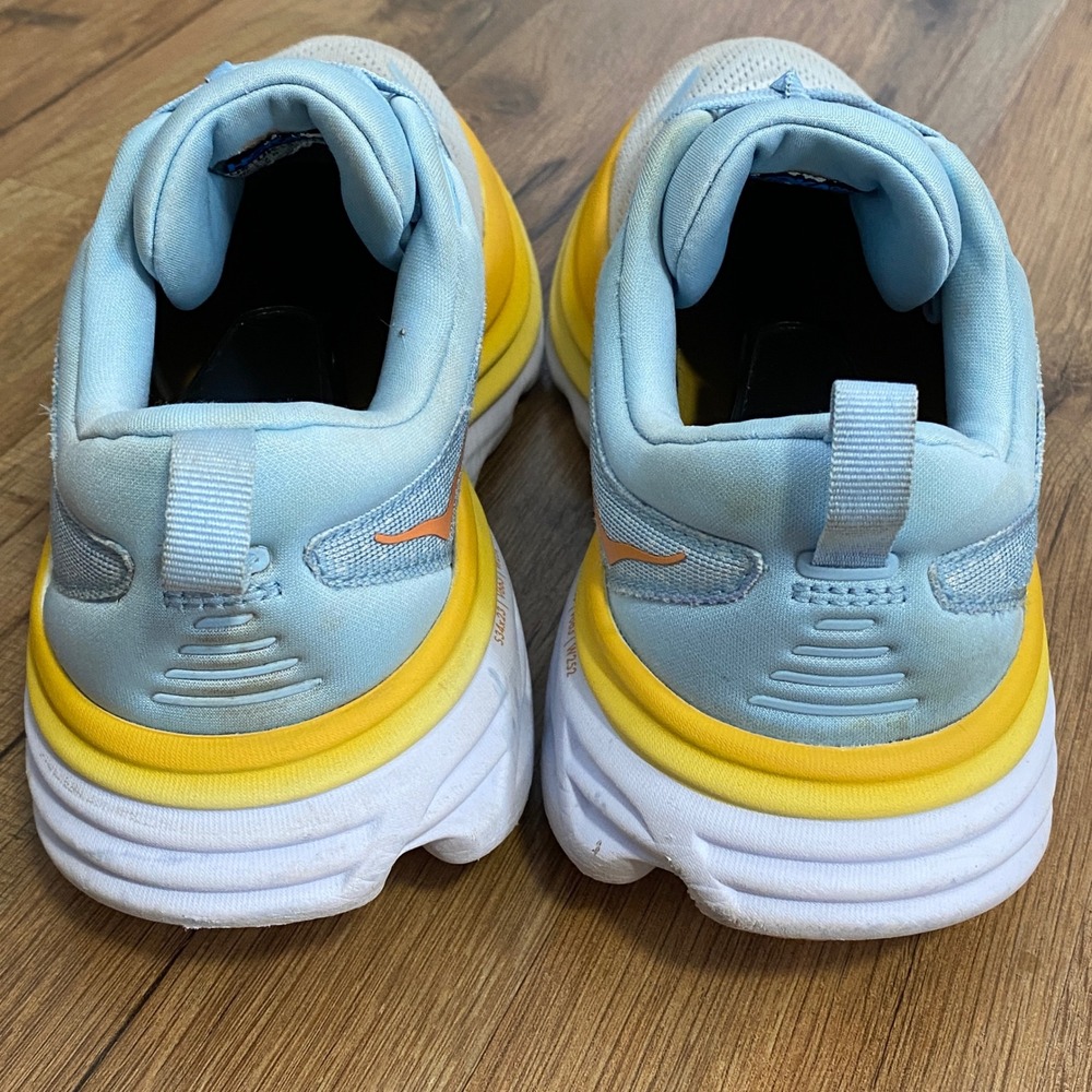 Hoka Bondi 8 Womens Running Shoes Sky Blue Yellow 1127952-SSCA Size 9B - Picture 7 of 8